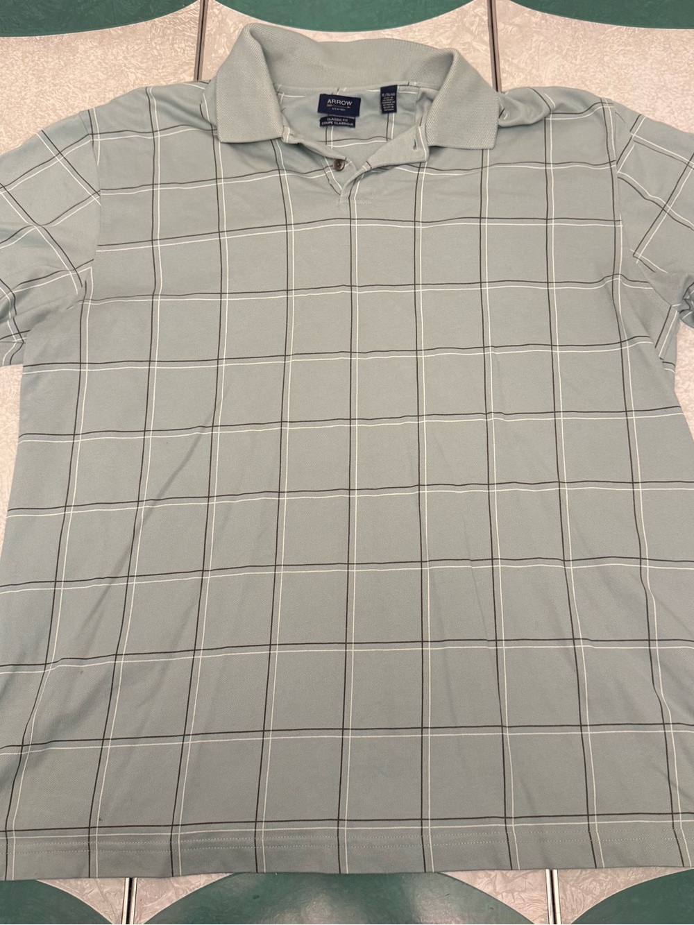 Arrow Men's Sage Green Windowpane Polo